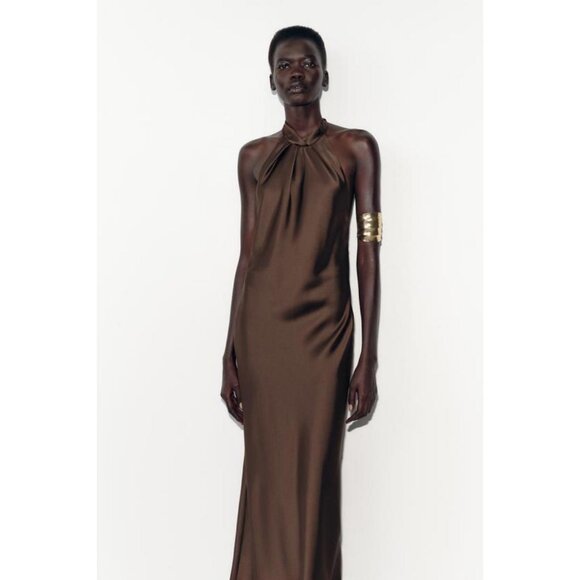 ZARA HALTER MIDI DRESS - Picture 6 of 10